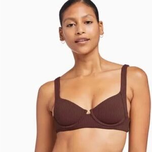 Vitamin A Choclate Eco Ribbed Bikini Set size M/8